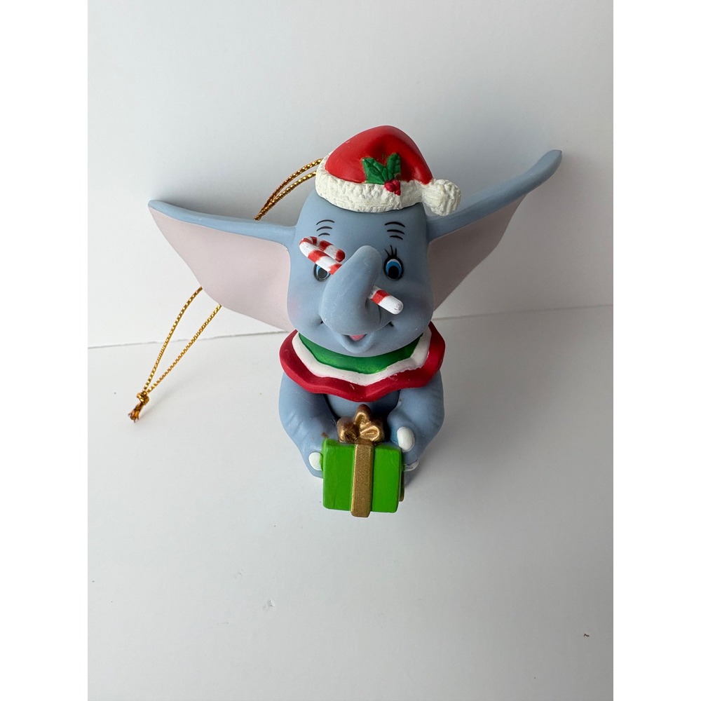 Vintage 1990s Disney Grolier Dumbo Christmas Ornament Santa Hat w Box 013900